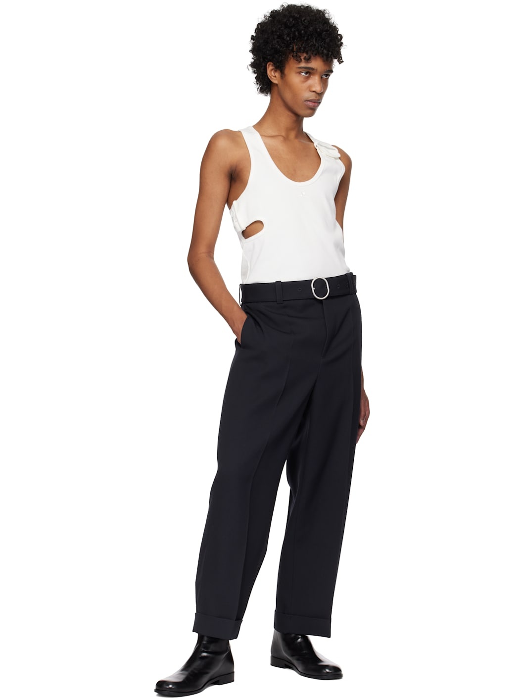 White 90's Rib Cut Out Tank Top - 5