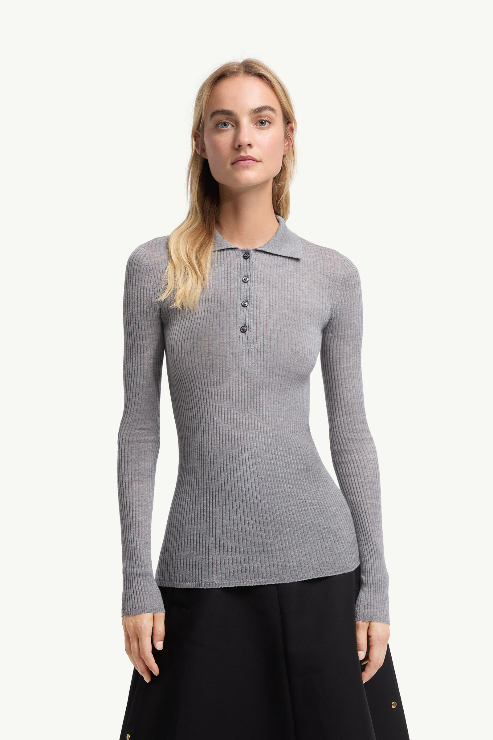 Wool Long Sleeve Polo Shirt - 3