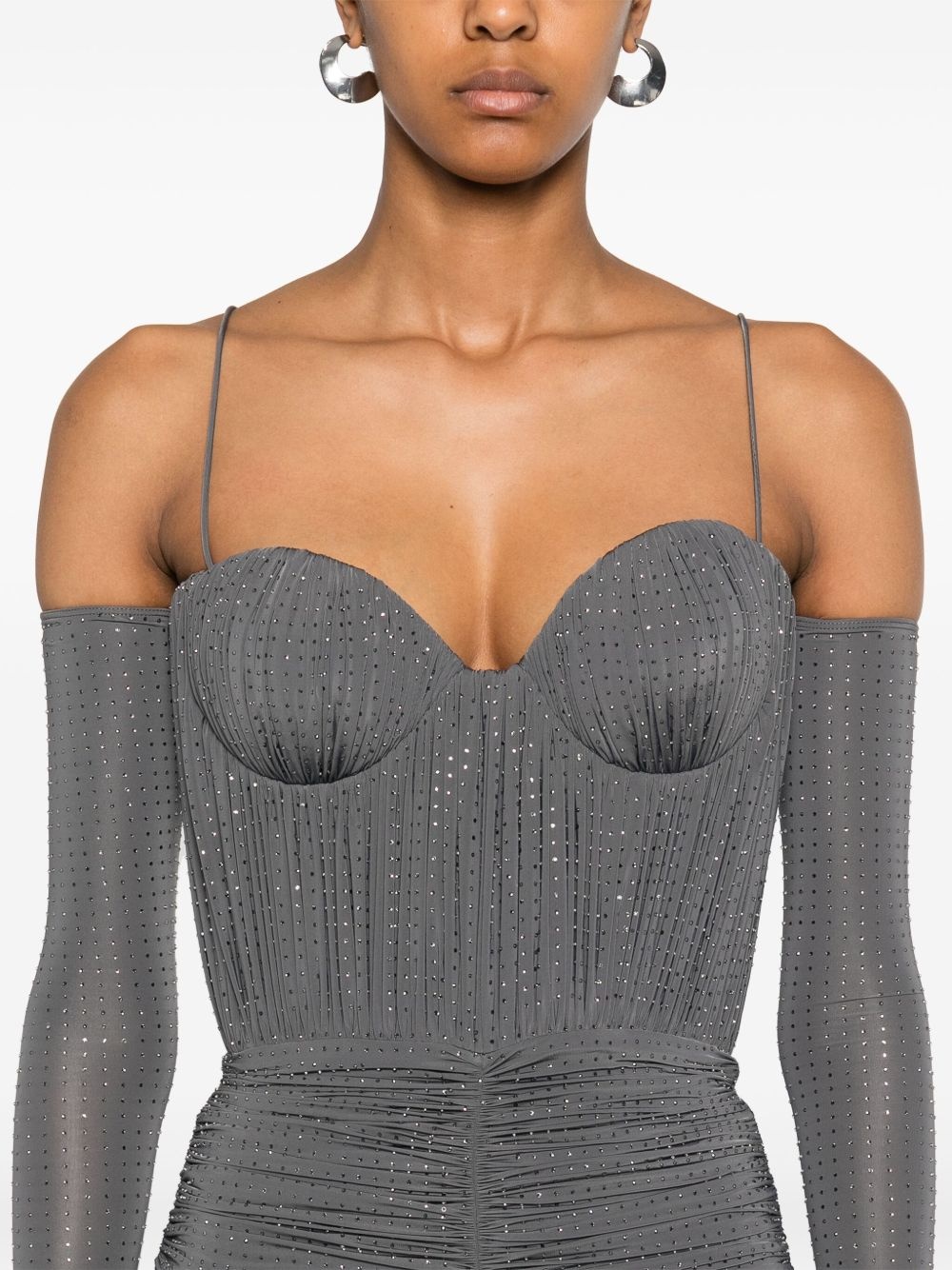 crystal ruched mini dress - 5