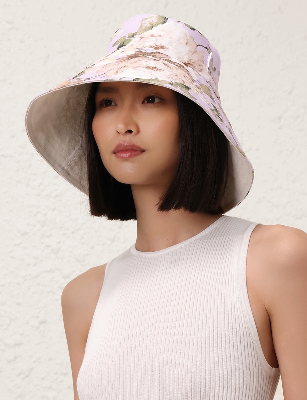 PRINTED LONG BRIM BUCKET HAT - 2