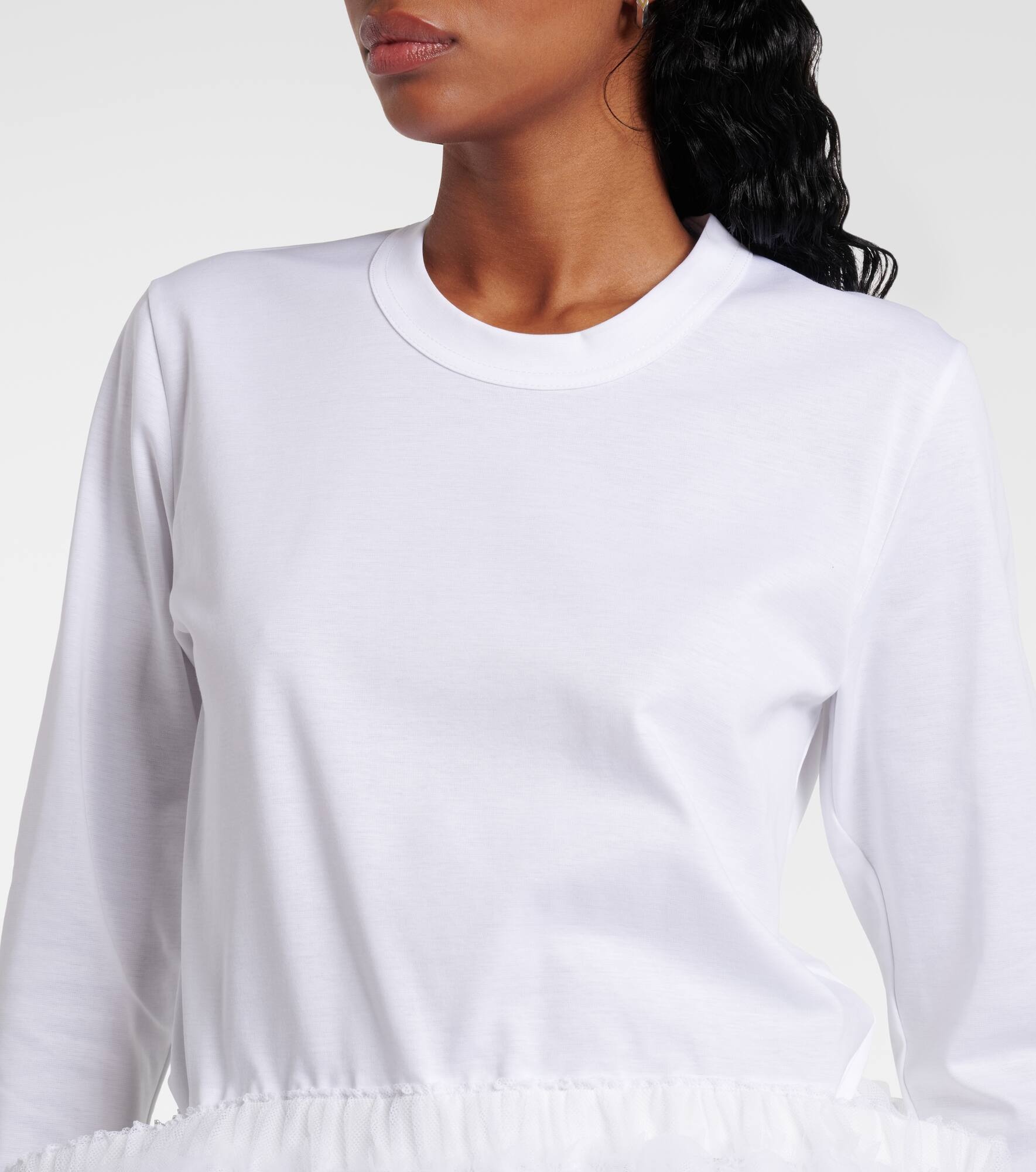 Tulle-trimmed cotton jersey top - 4