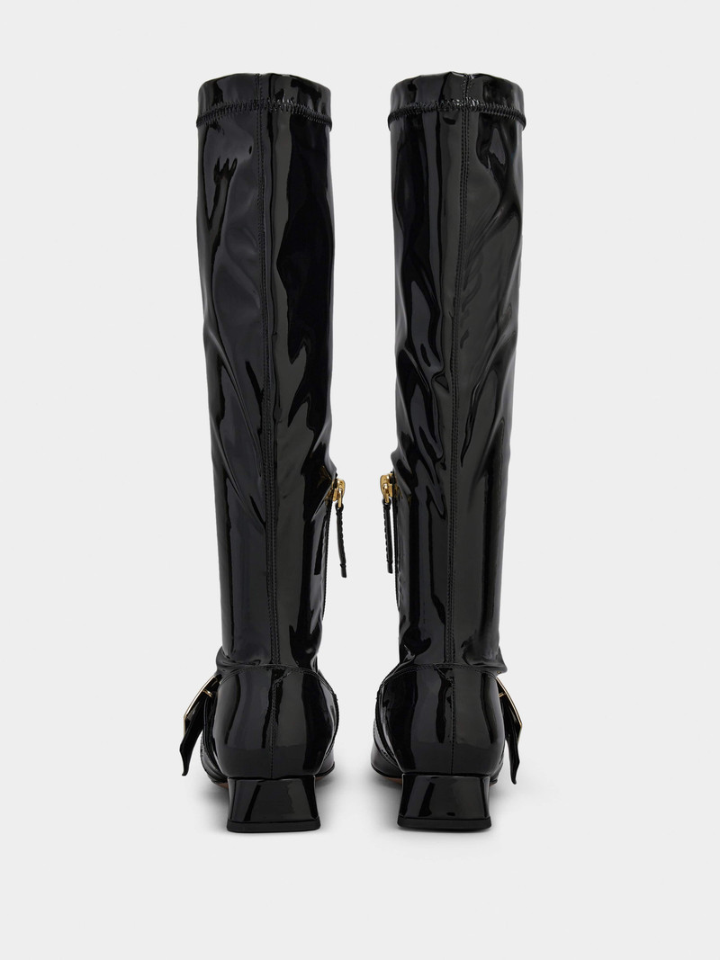 Très Vivier Babies Metal Buckle Strech Boots in Patent Leather 4