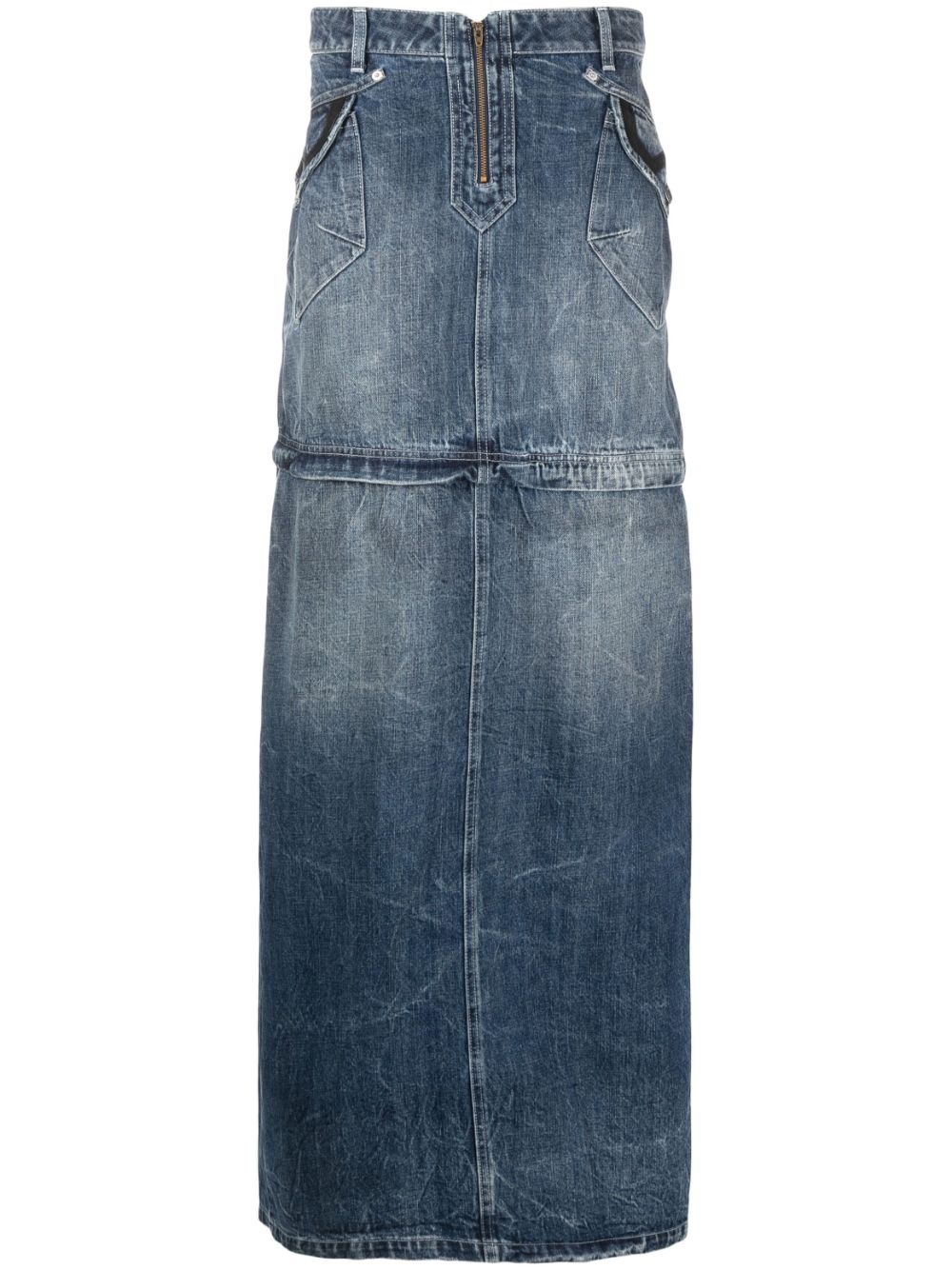 detachable washed denim skirt - 1