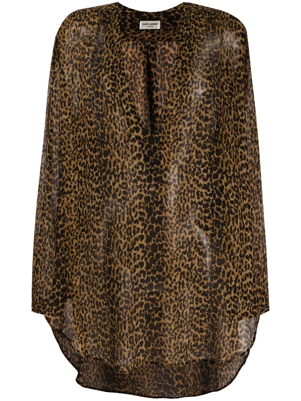 leopard print asymmetric blouse - 1