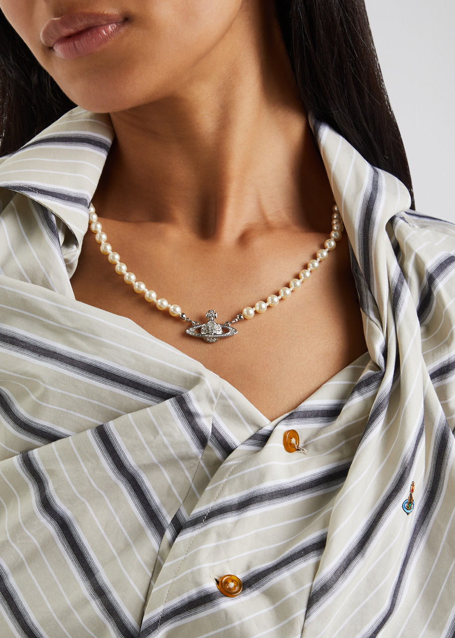 Mini Bas Relief faux pearl necklace - 2