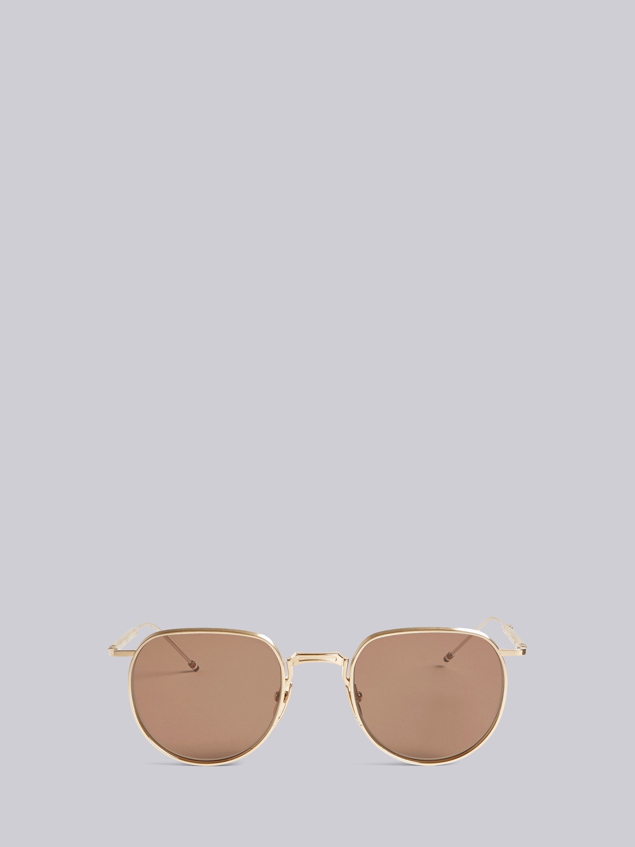 TB126 - White Gold And Brown Clubmaster Sunglasses - 1