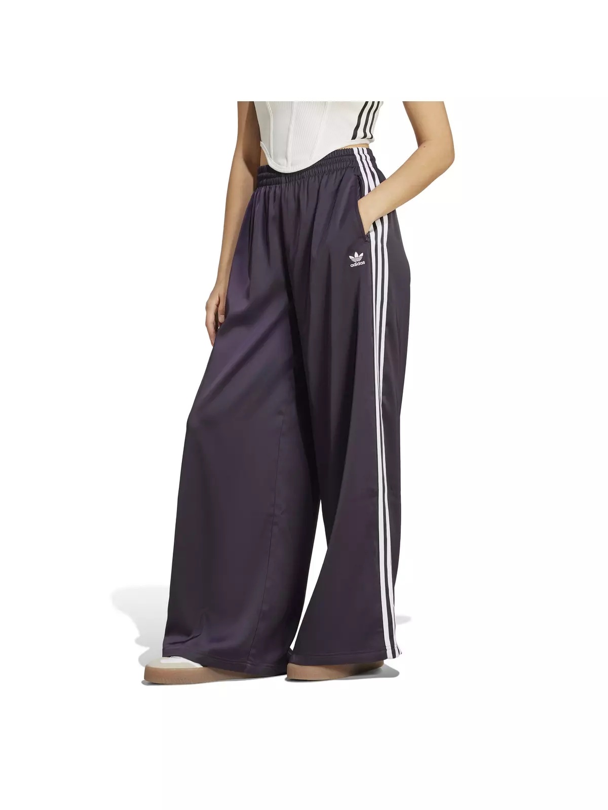 Originals Women's Satin Wide Leg Track Joggers - Black - 1