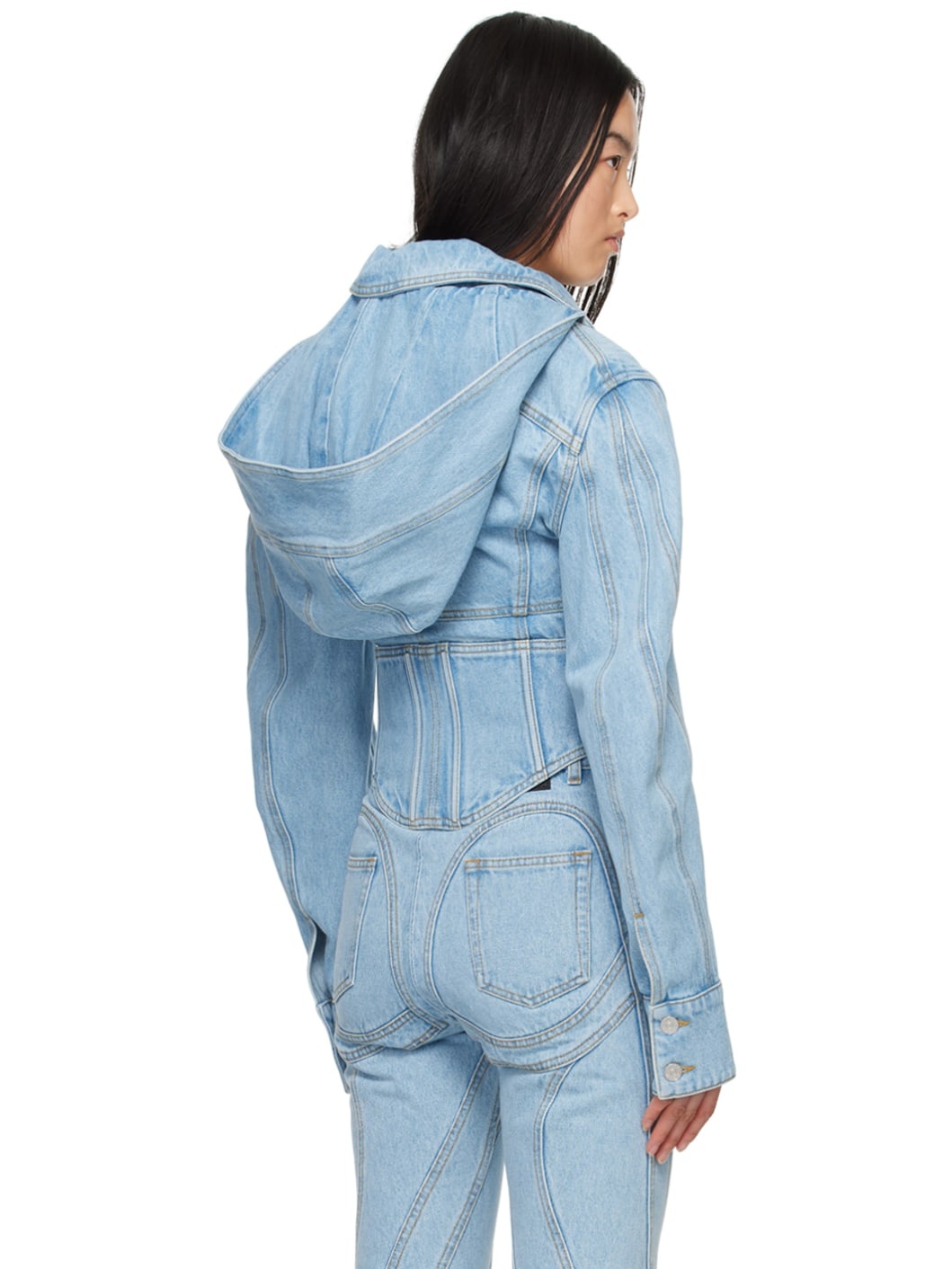 Blue Corseted Denim Jacket - 3