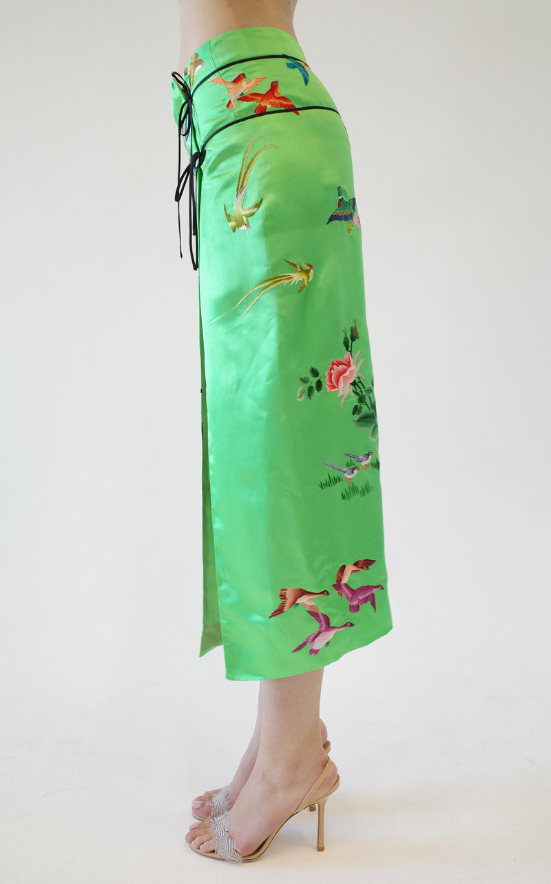 Tapestry Patterned Silk Midi Skirt green 6
