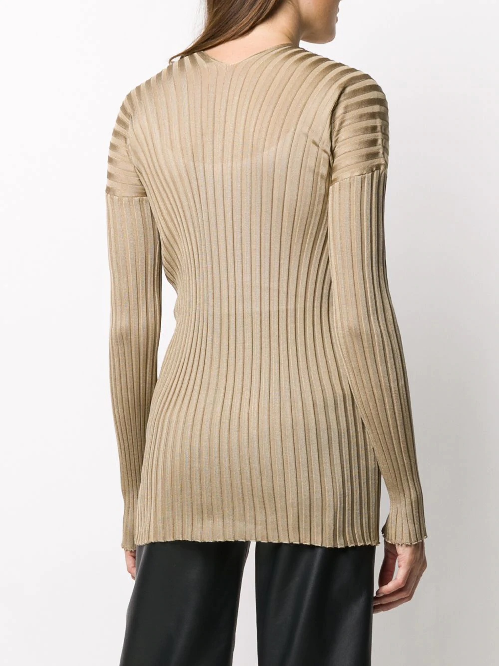 ribbed V-neck jumper - 4