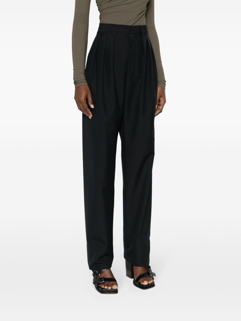 pleat-detail tailored trousers - 3