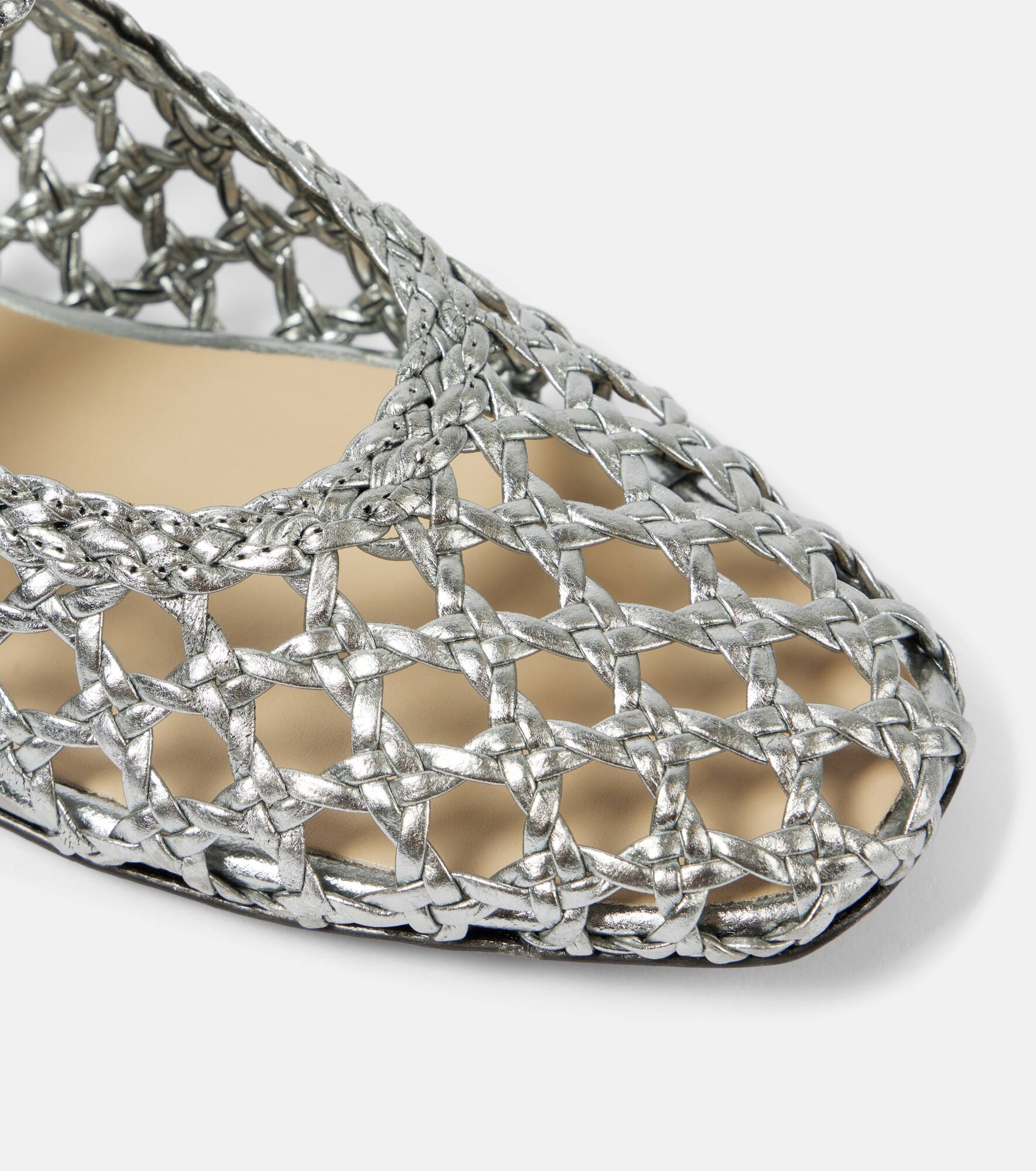 Woven leather Mary Jane flats - 5