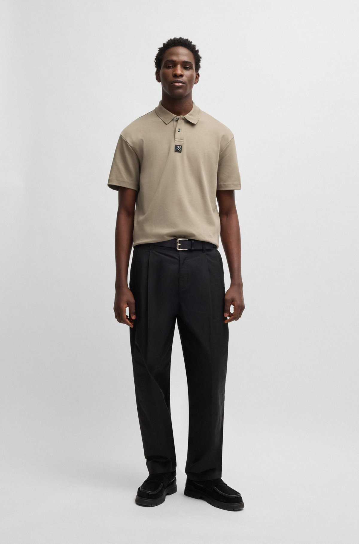 INTERLOCK-COTTON POLO SHIRT WITH STACKED LOGO - 4