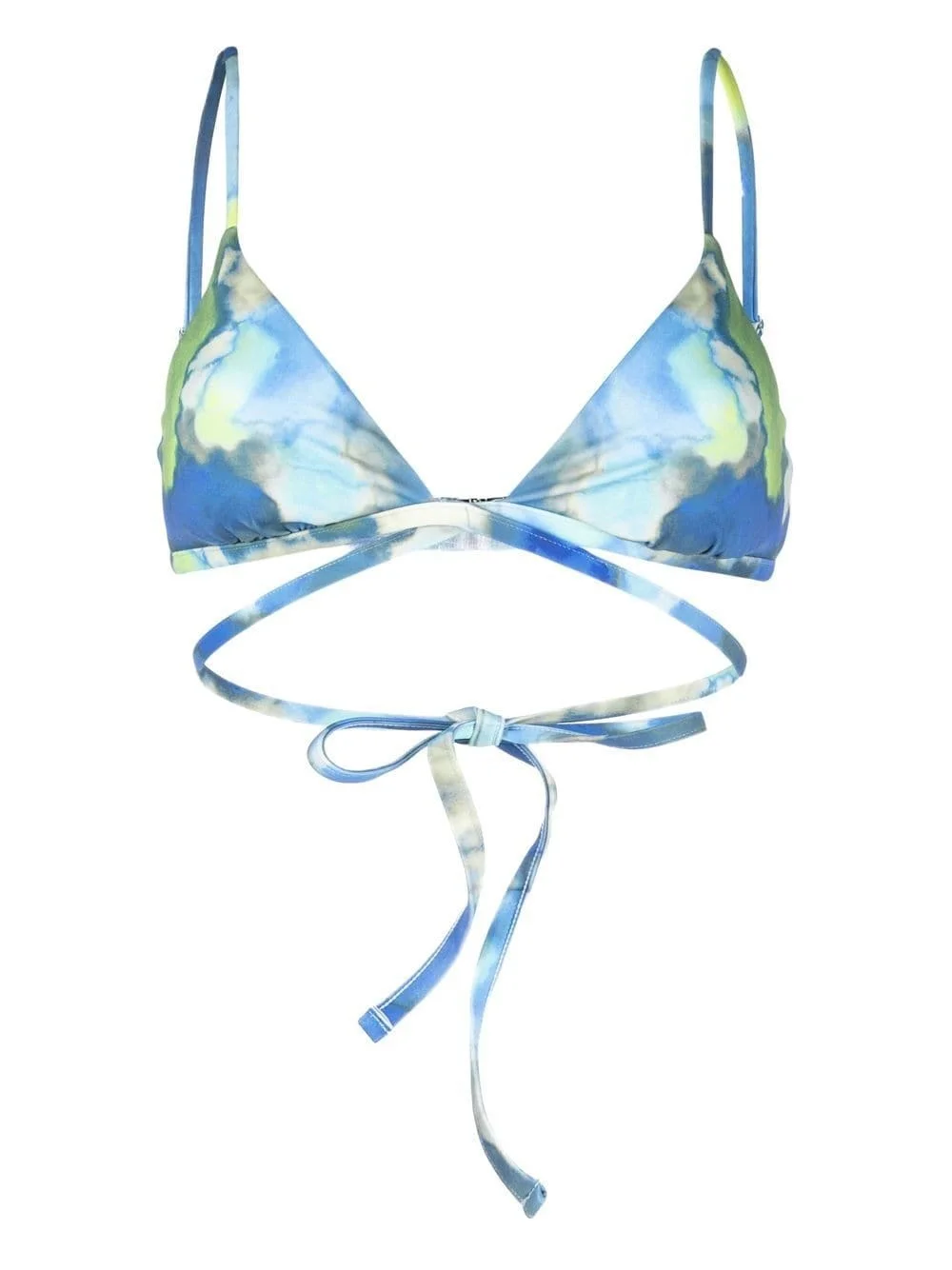watercolour-print triangle bikini top - 1