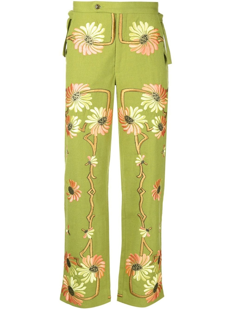 Victorian floral-embroidered trousers 1