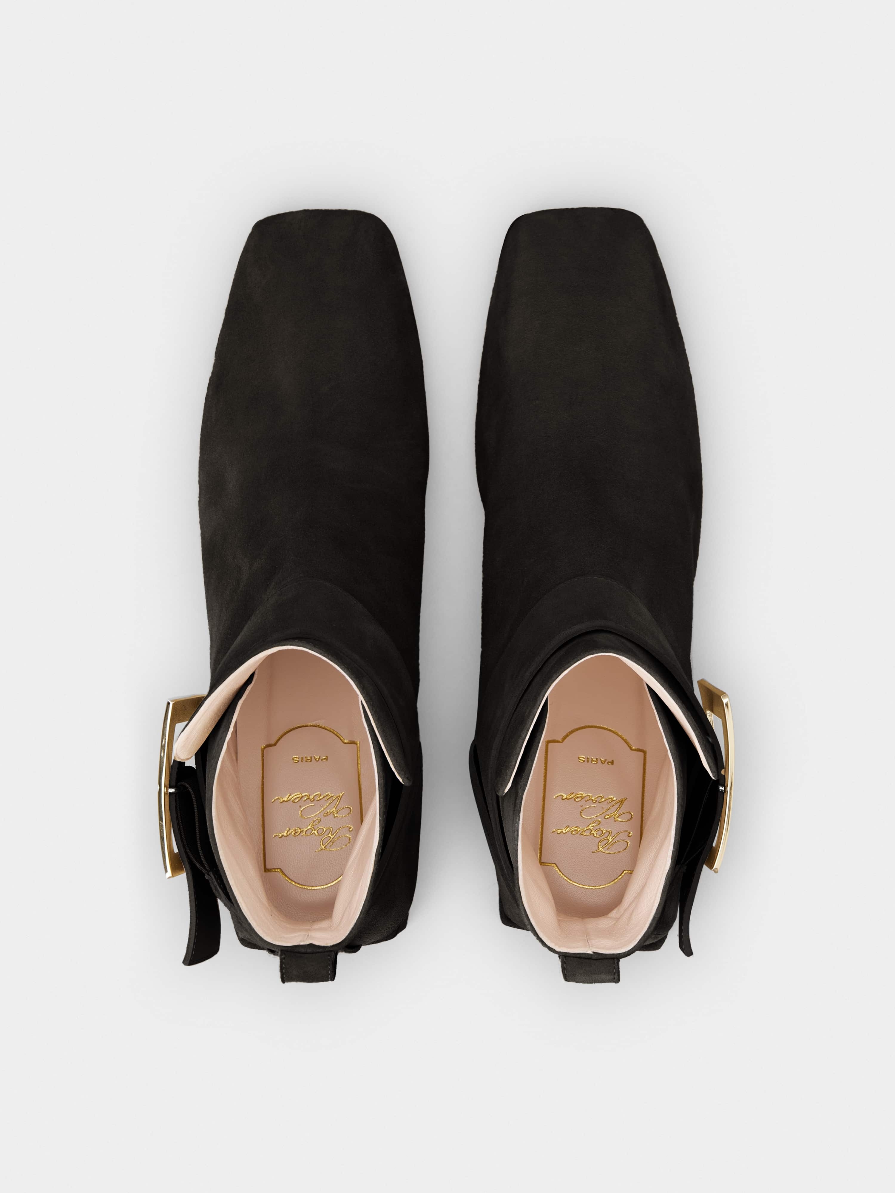So Vivier Metal Buckle Ankle Boots in Suede - 4