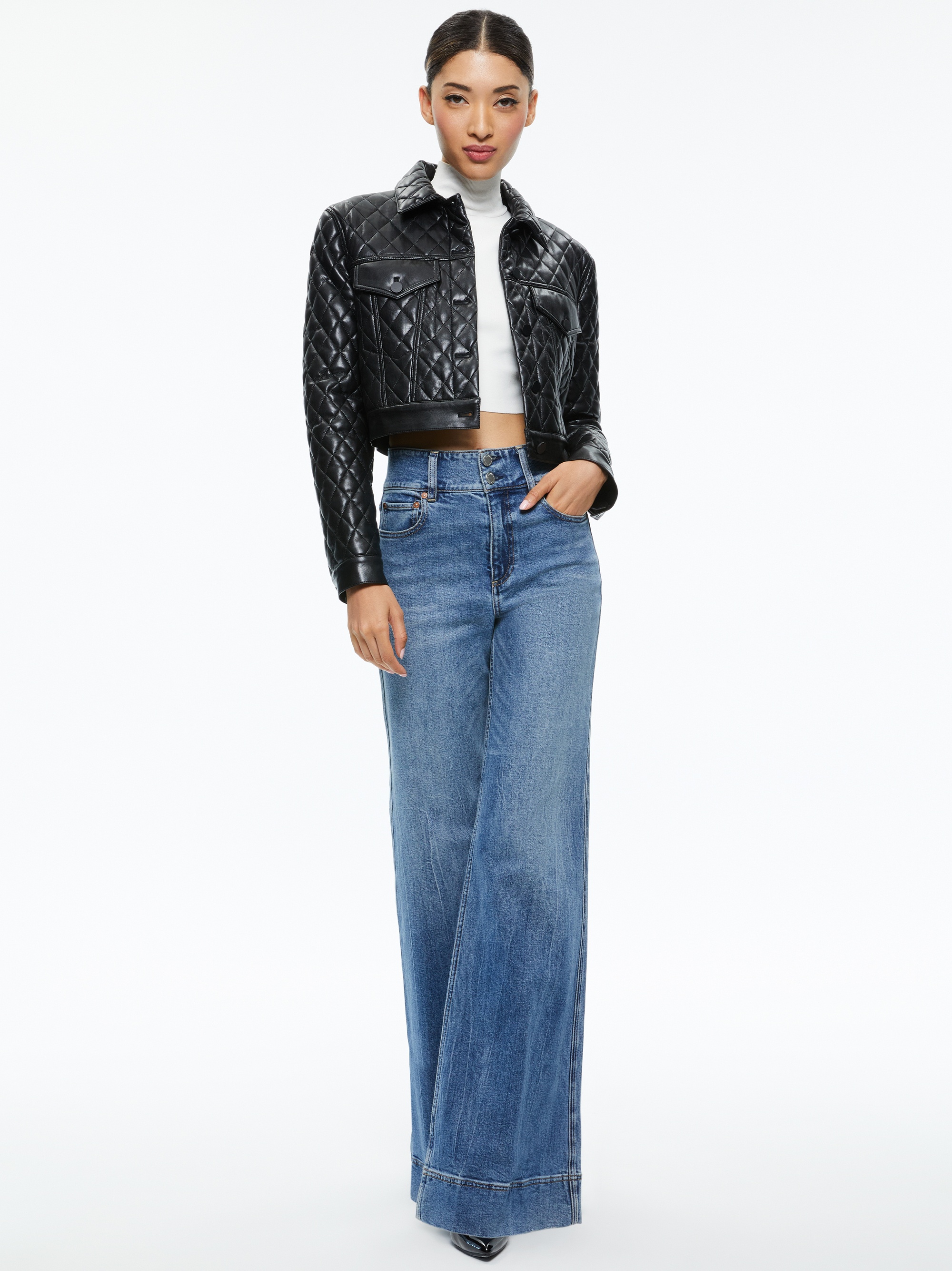 CHLOE QUILTED VEGAN LEATHER CROPPED JACKET - 6