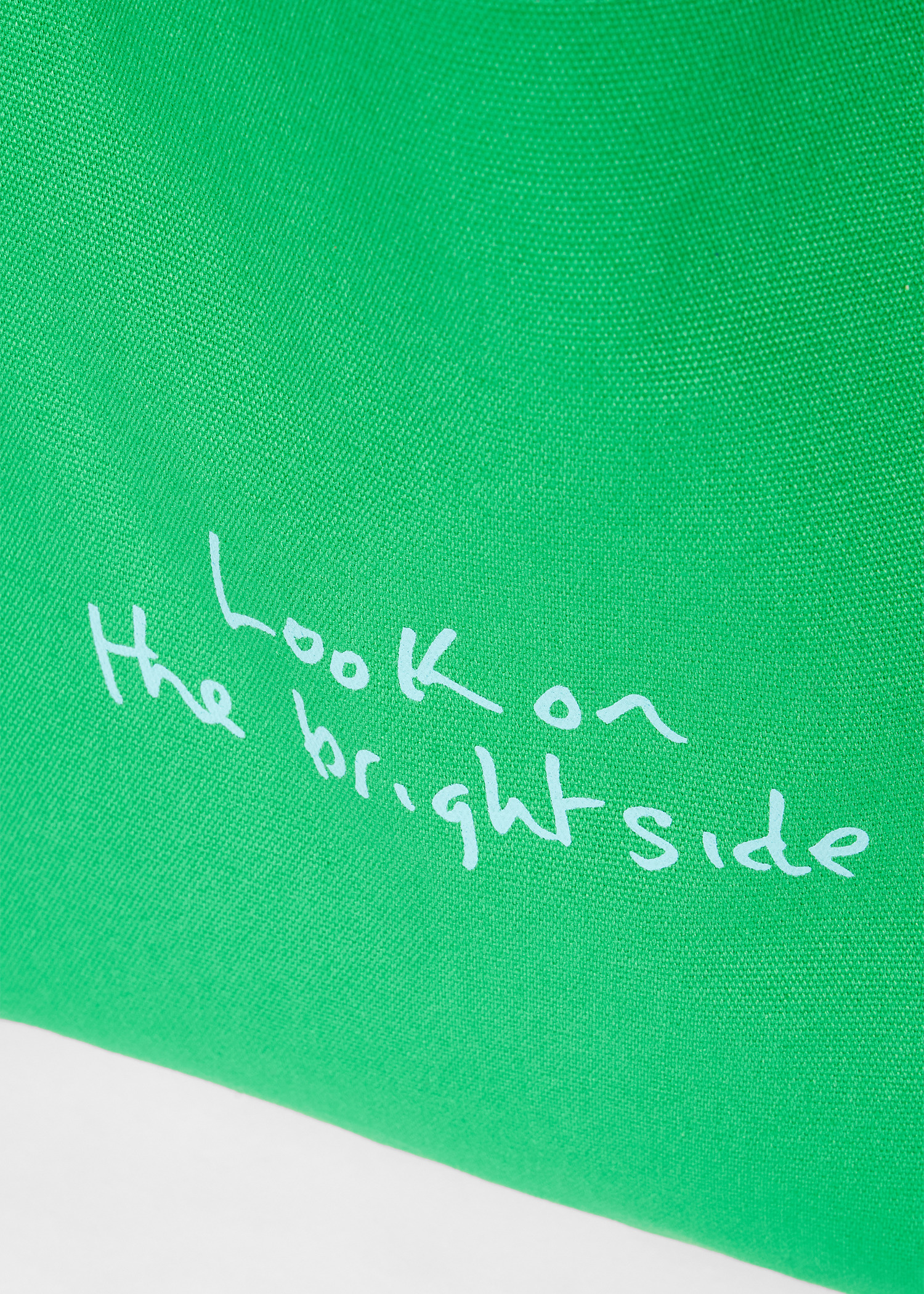 Green Cotton-Canvas Quote Tote Bag - 4