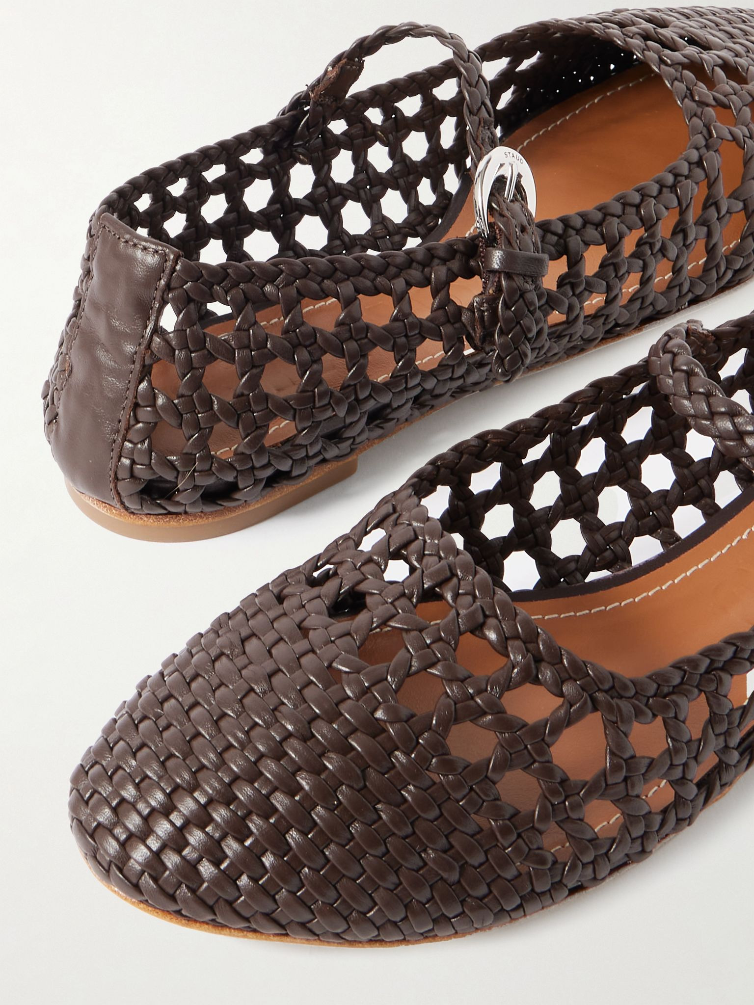 Nell woven leather Mary Jane ballet flats Dark brown - 4