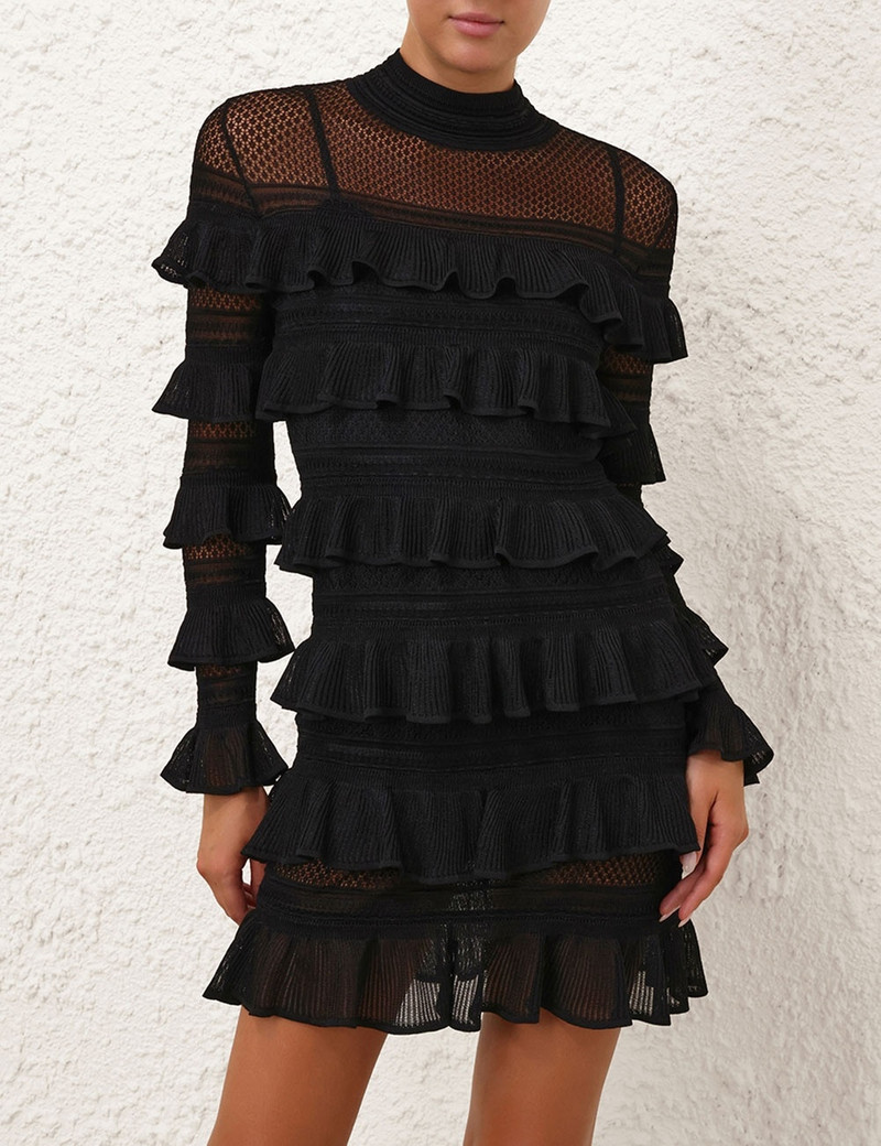 Zimmermann CRUSH HIGH NECK FRILLED MINI outlook