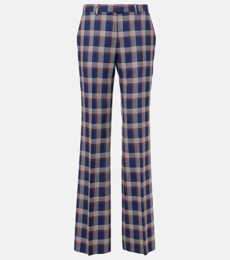 Checked high-rise wool wide-leg pants 1