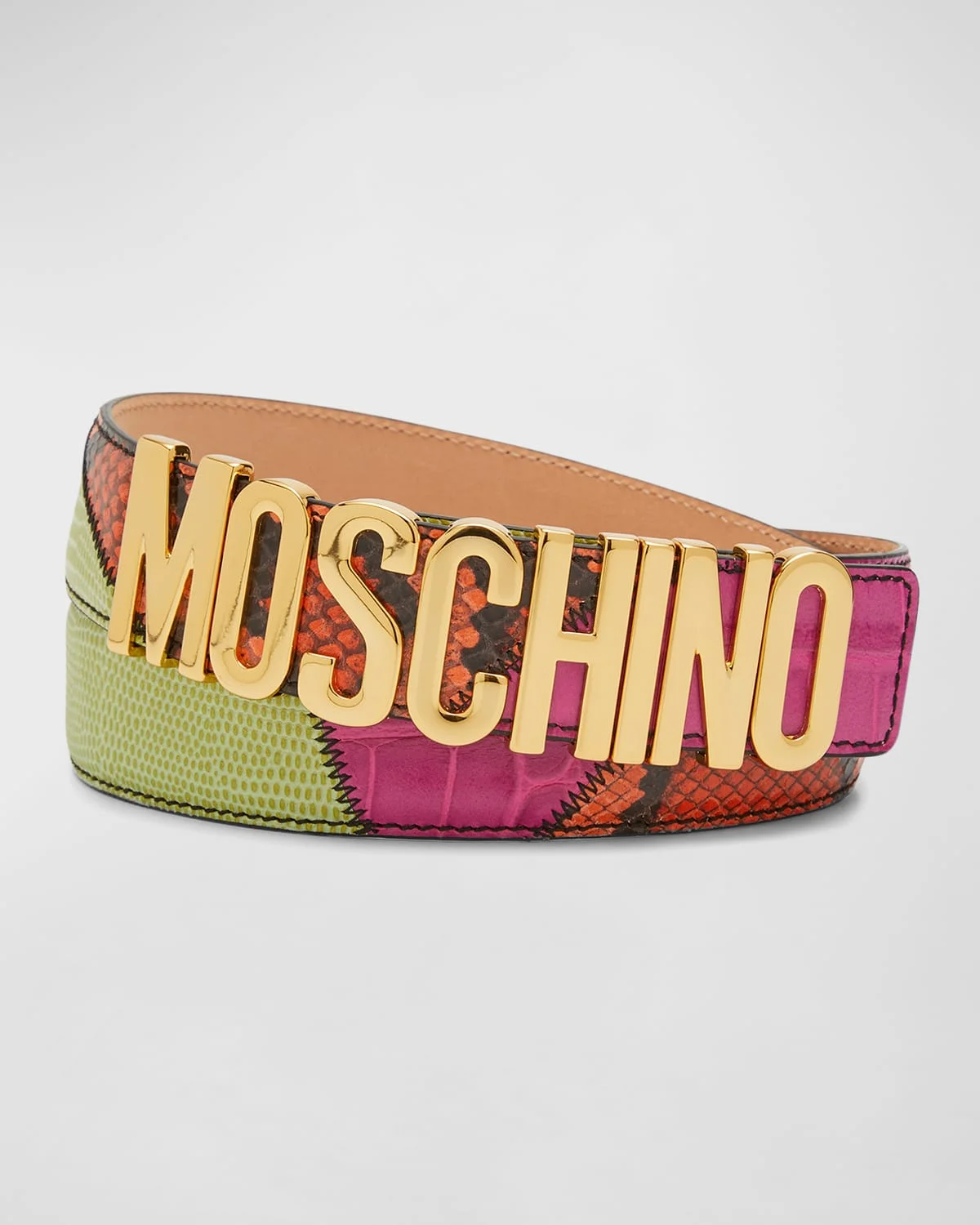 Men's Multicolor Patchwork Leather Belt - 1