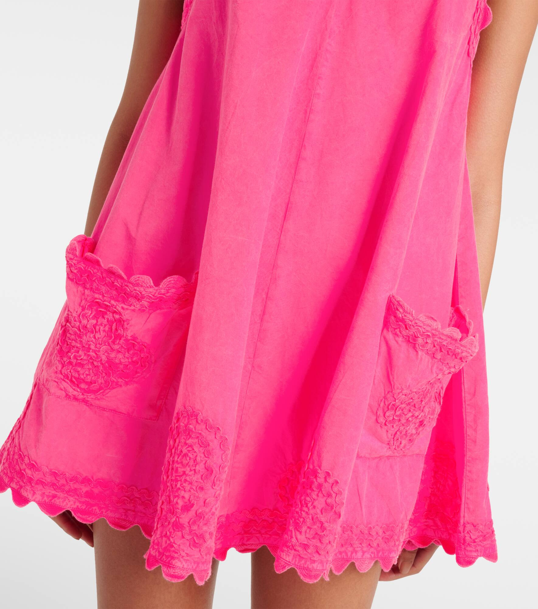 Embroidered cotton poplin minidress - 5