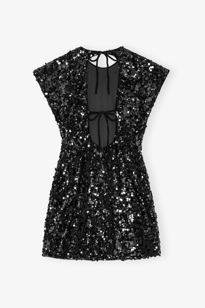 BLACK VELVET SEQUINS MINI DRESS 6