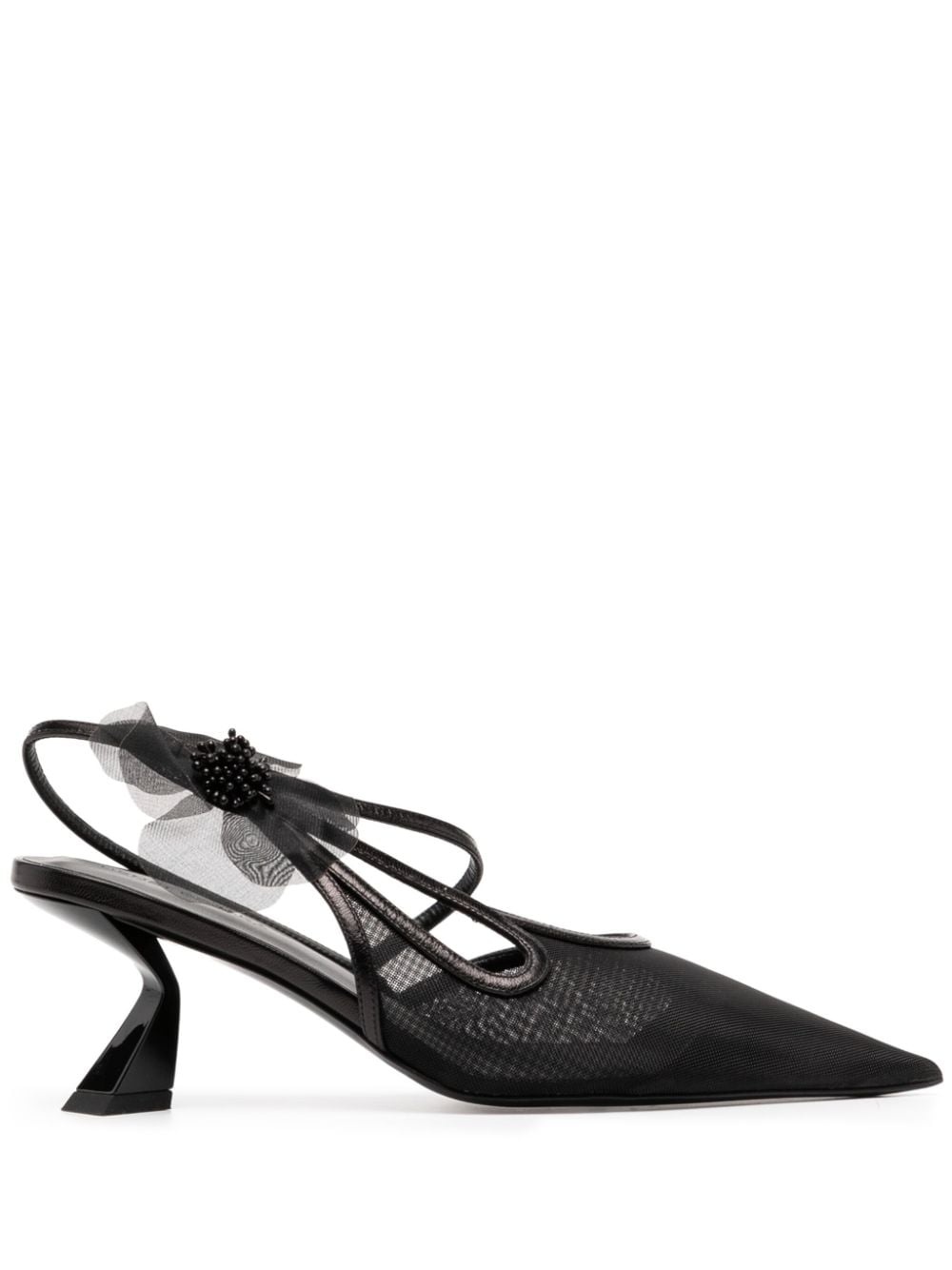 65mm faux-flower leather pumps - 1