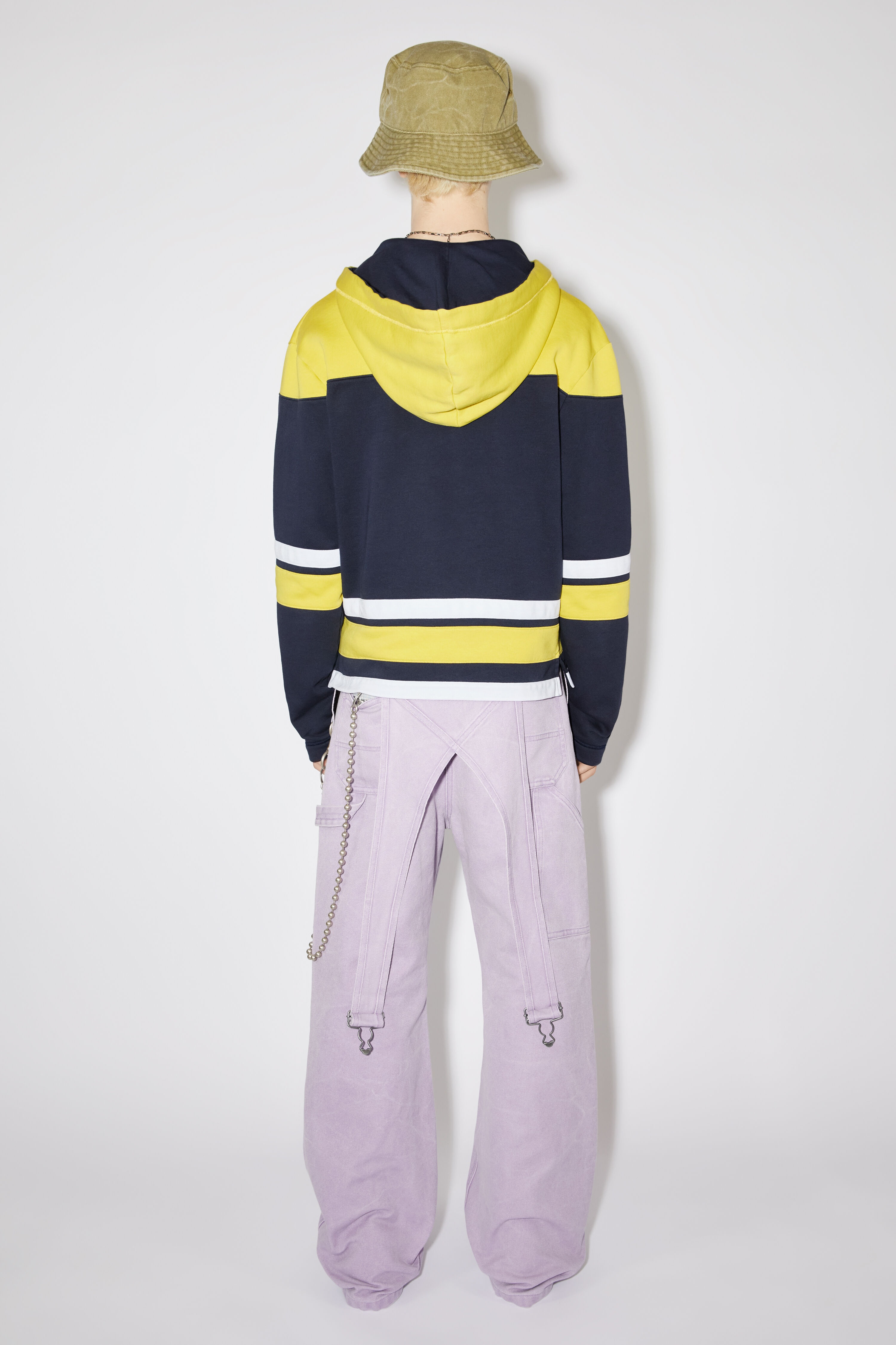 Hooded varsity sweater - Regular fit - Yellow/navy - 3