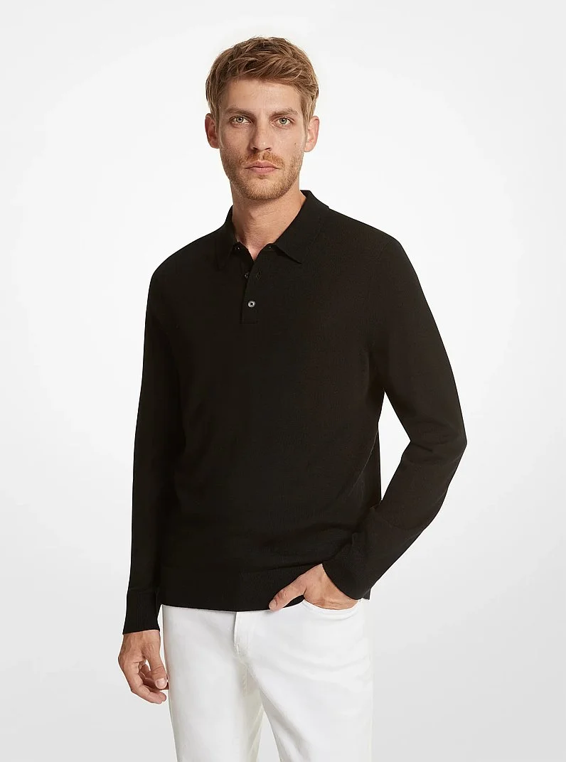 Merino Wool Polo Sweater - 1