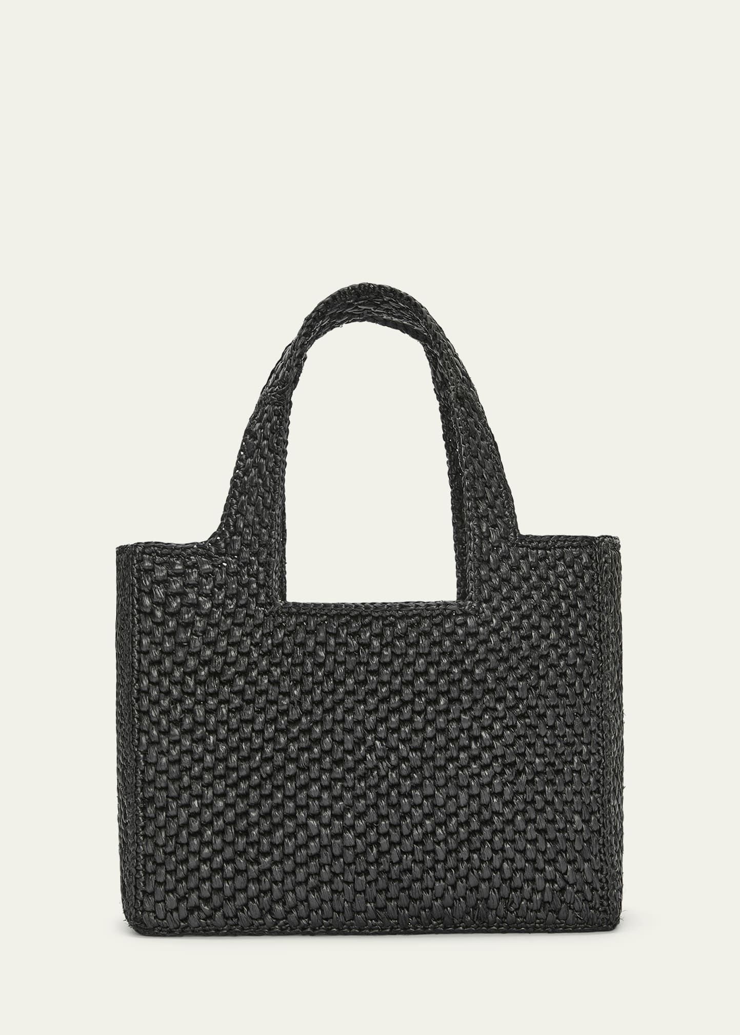 x Paula’s Ibiza Font Logo Small Tote Bag in Raffia - 3