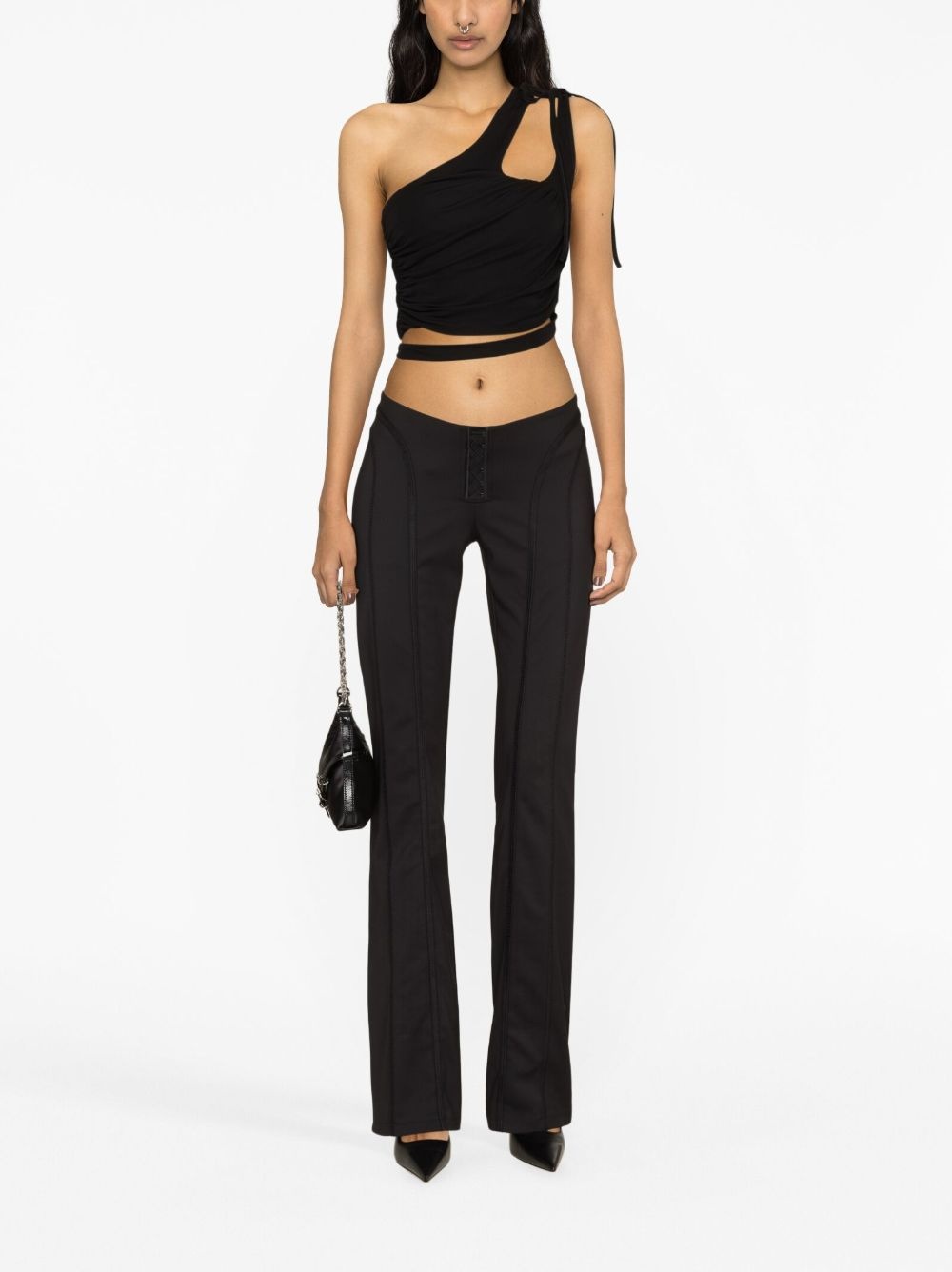 draped cropped top - 2