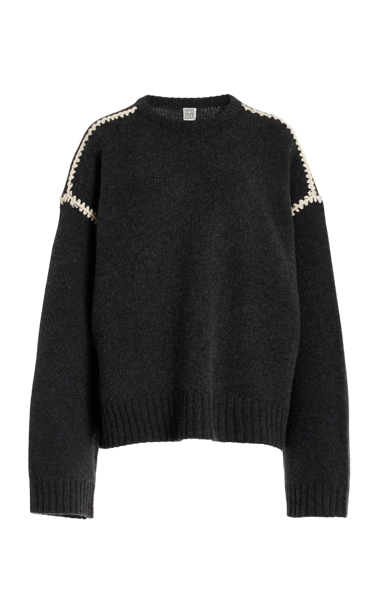 Embroidered Wool-Cashmere Sweater grey - 1