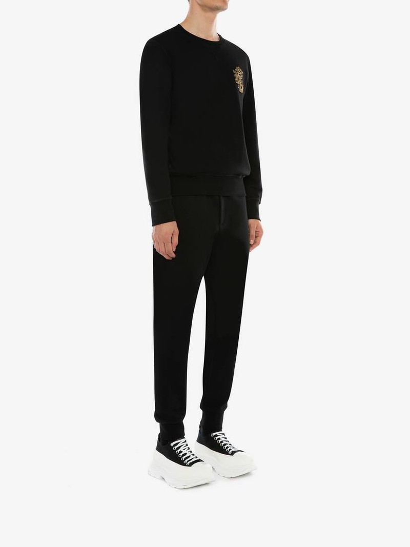 Crystal Embroidered Sweatpants in Black 3