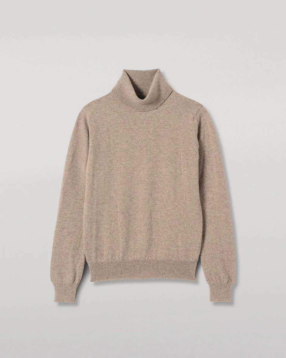 Iris Classic Light Brown Roll Neck Cashmere Jumper - 1