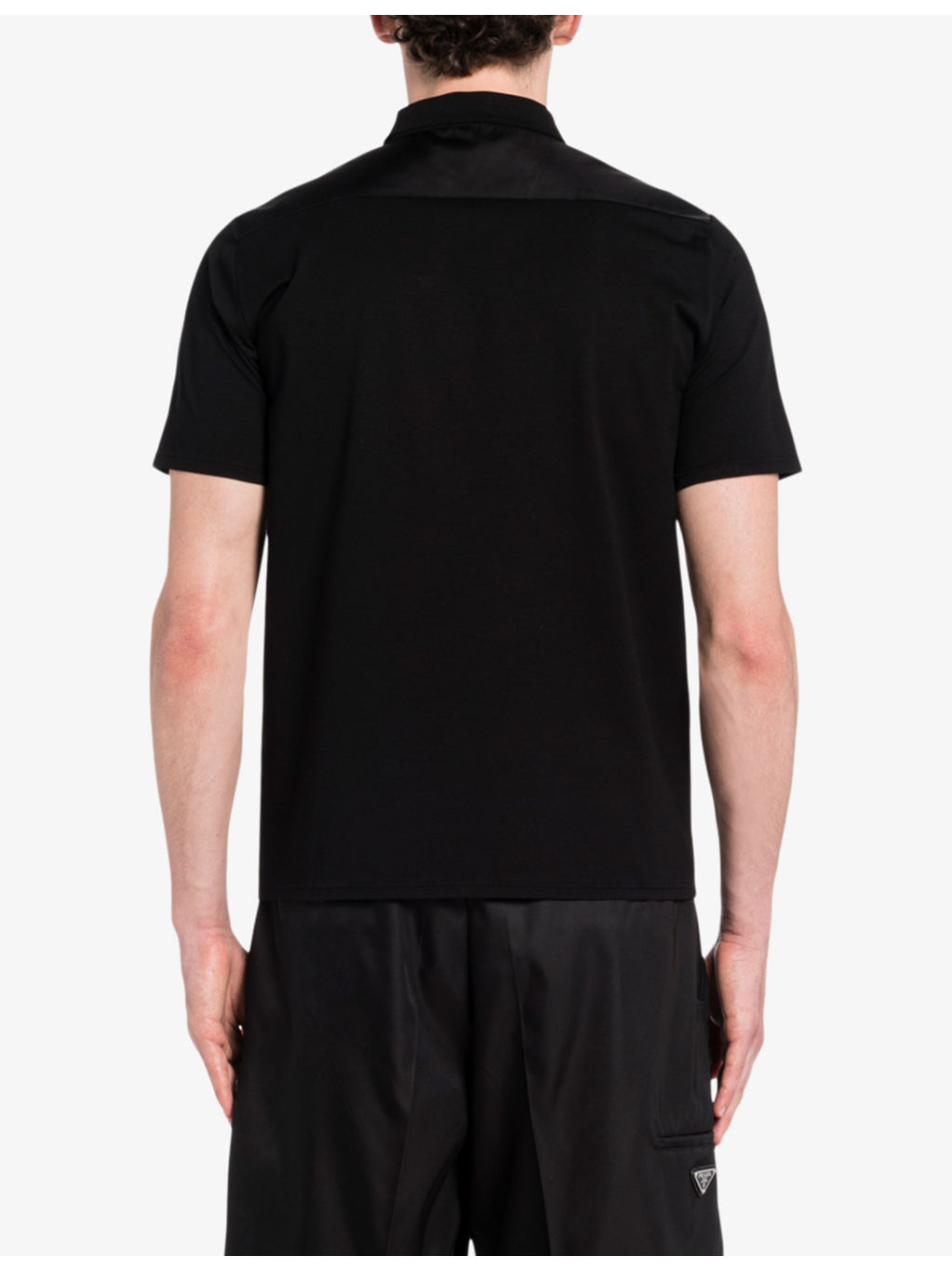 Brand-plaque nylon-pocket stretch-cotton polo shirt - 4