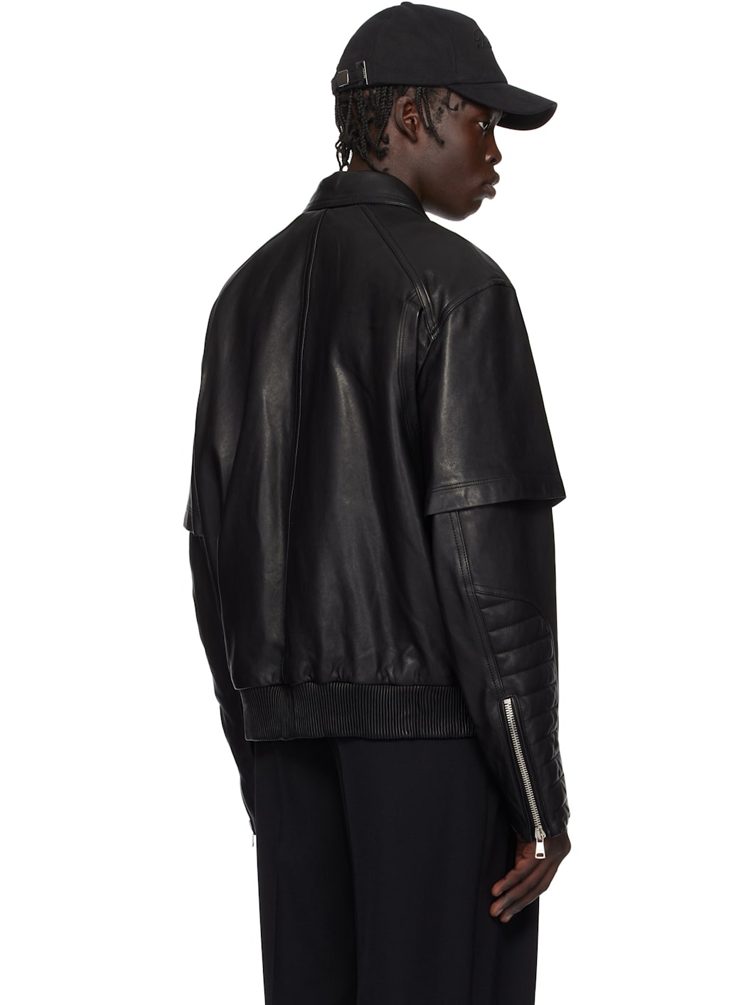 Black Layered Leather Jacket - 3
