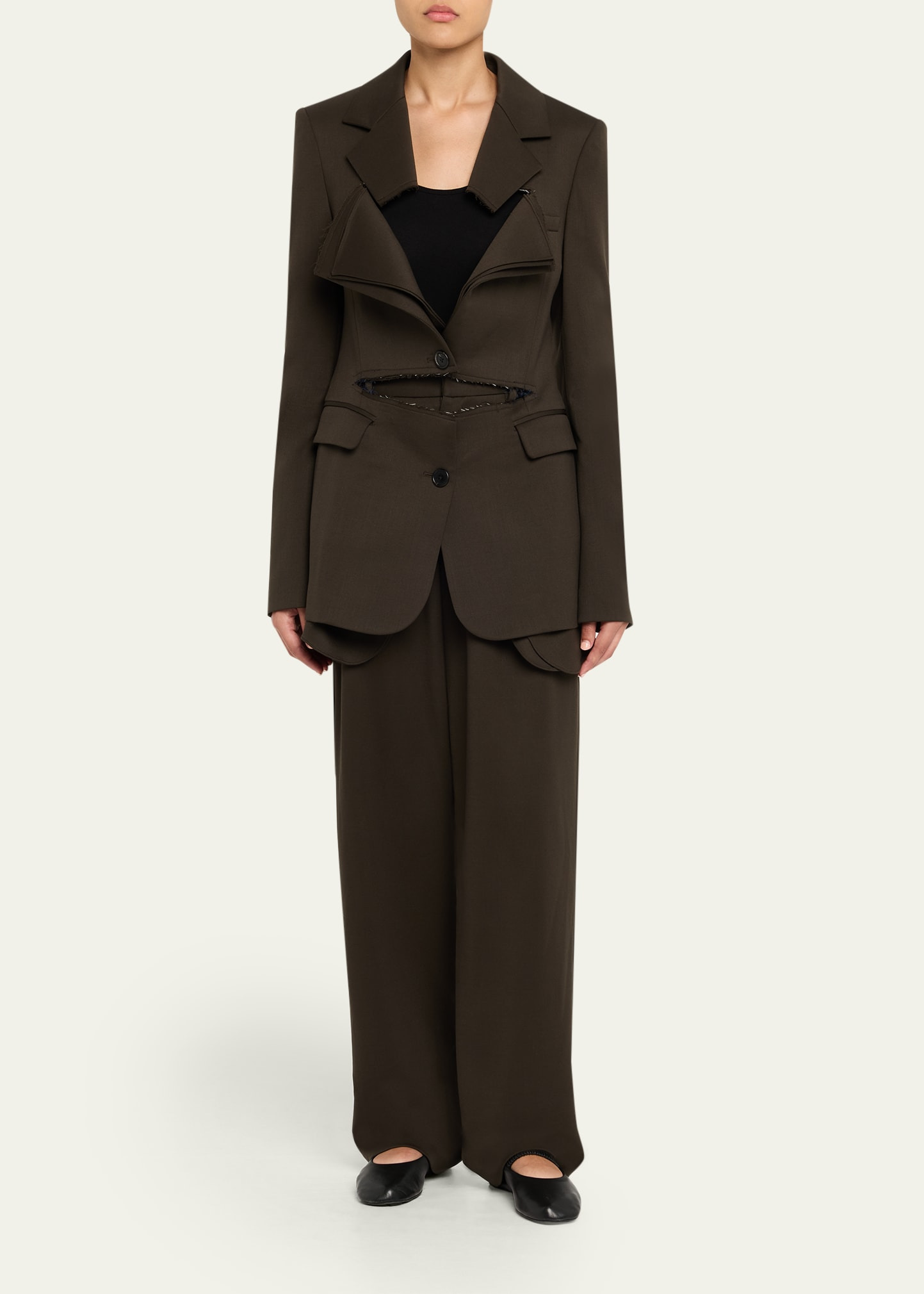 Tailored Double-Waistband Straight-Leg Trousers - 2