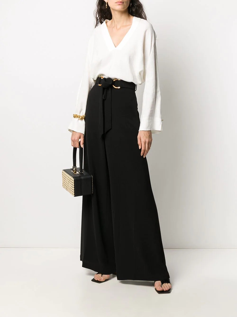 black wide-leg trousers - 2