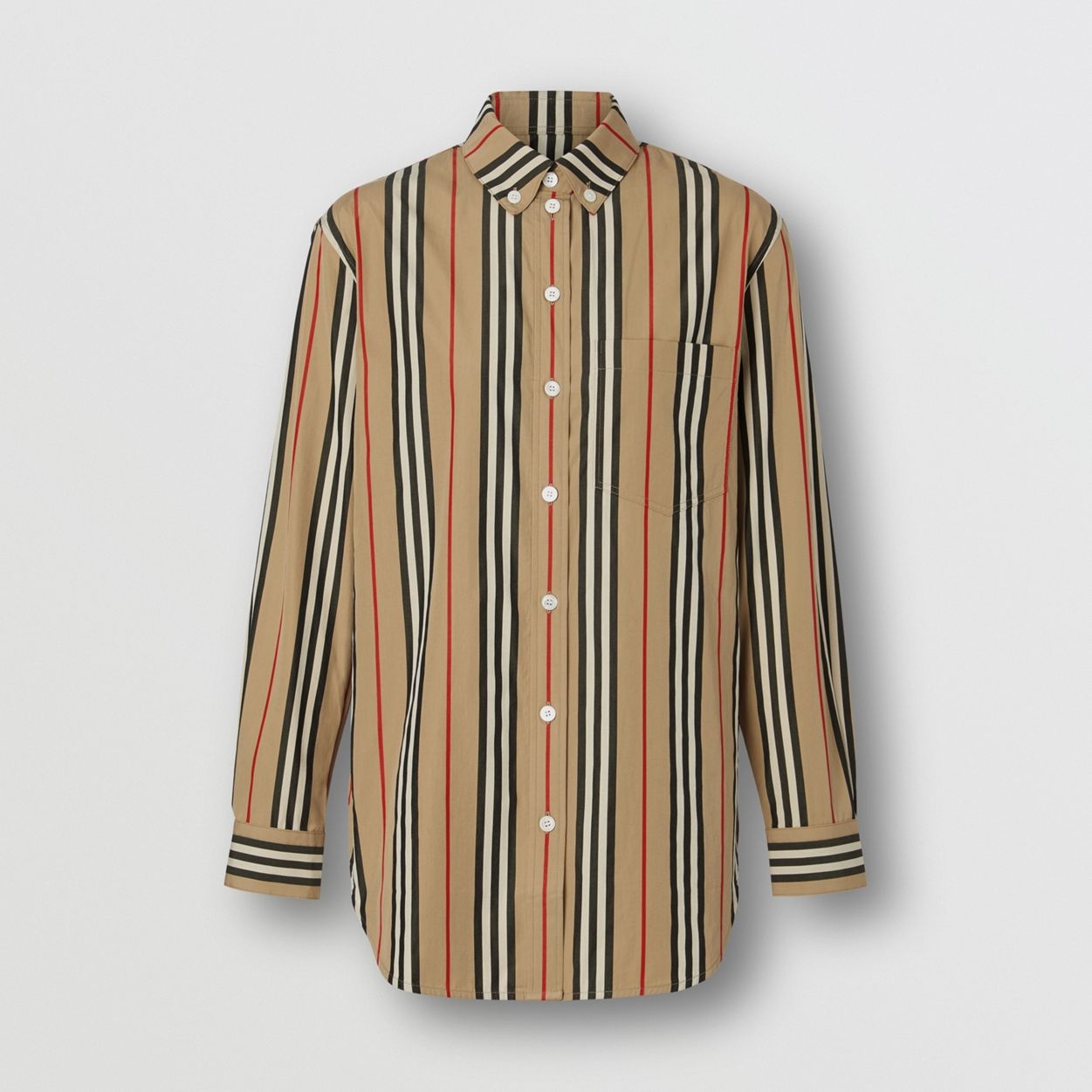 Button-down Collar Icon Stripe Cotton Shirt - 1