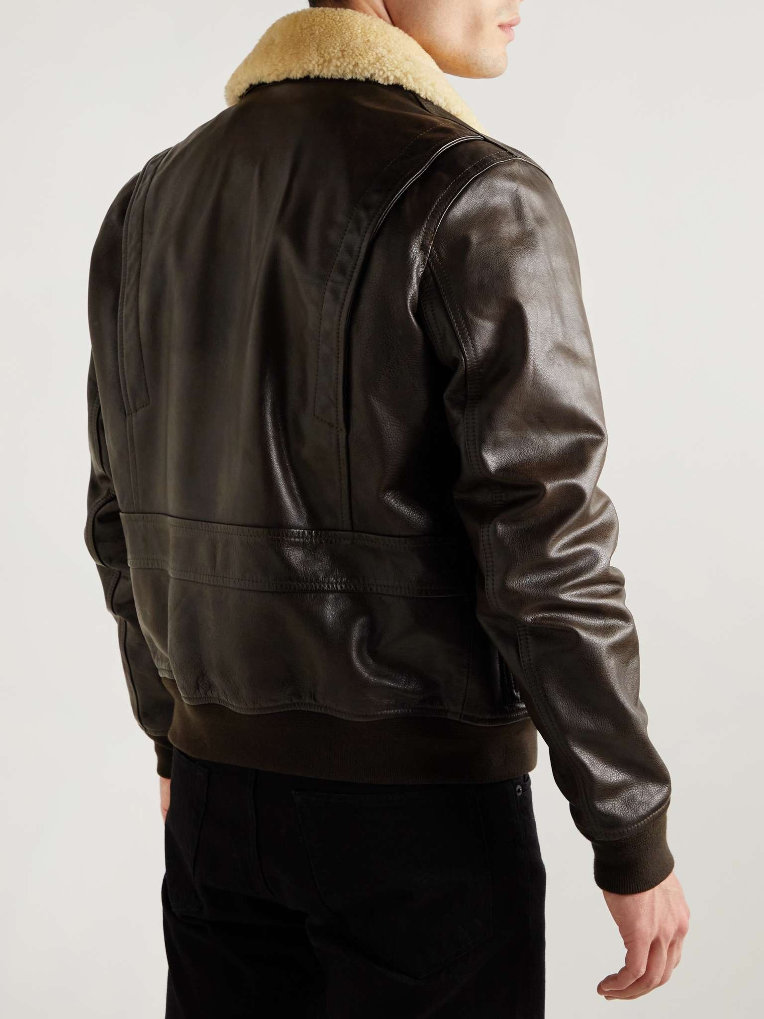 Carrier Shearling-Trimmed Full-Grain Leather Bomber Jacket - 4