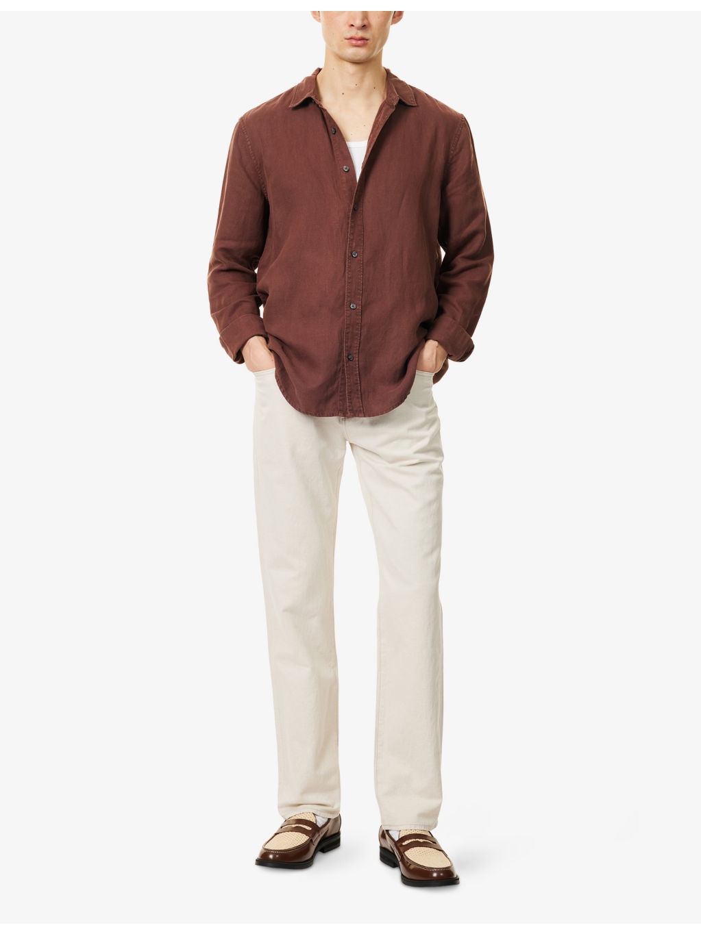 Elijah Relaxed Straight-Leg Linen-Blend Denim Jeans - 2