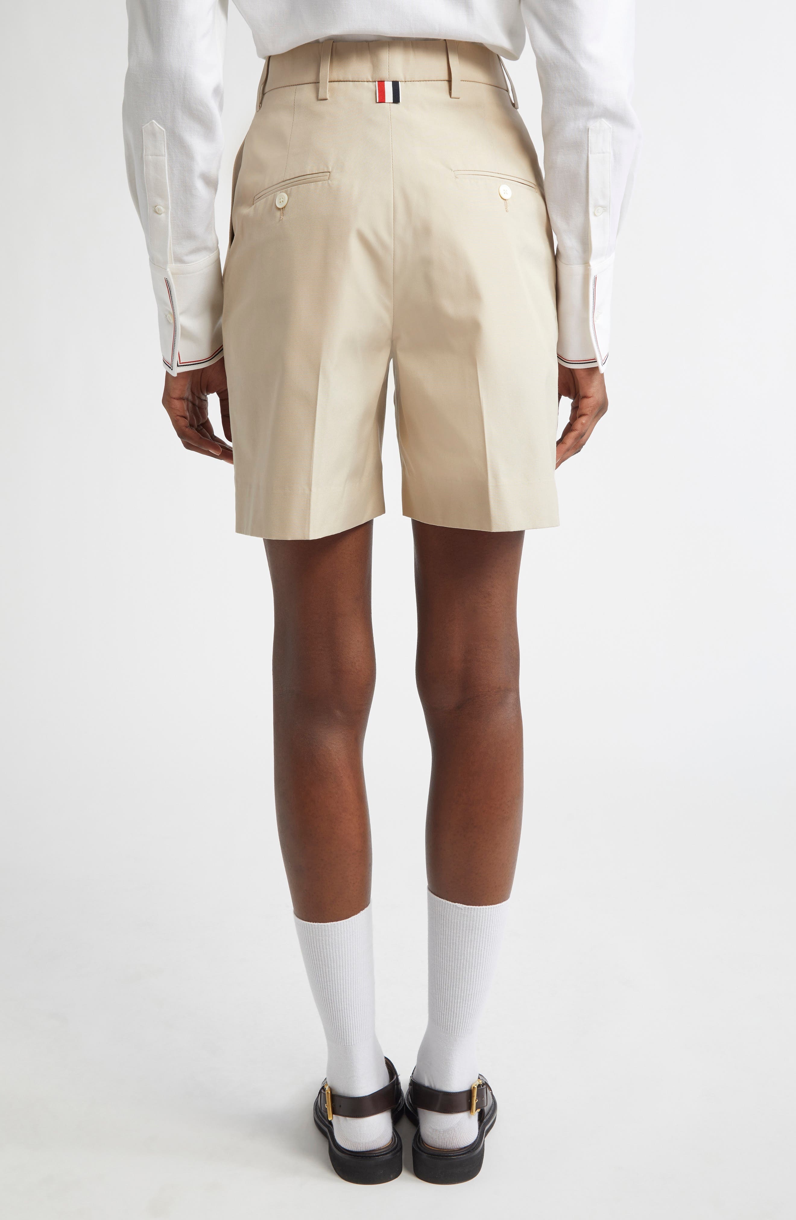 Thom Browne High Waist Double Pleat Shorts in Khaki at Nordstrom - 2