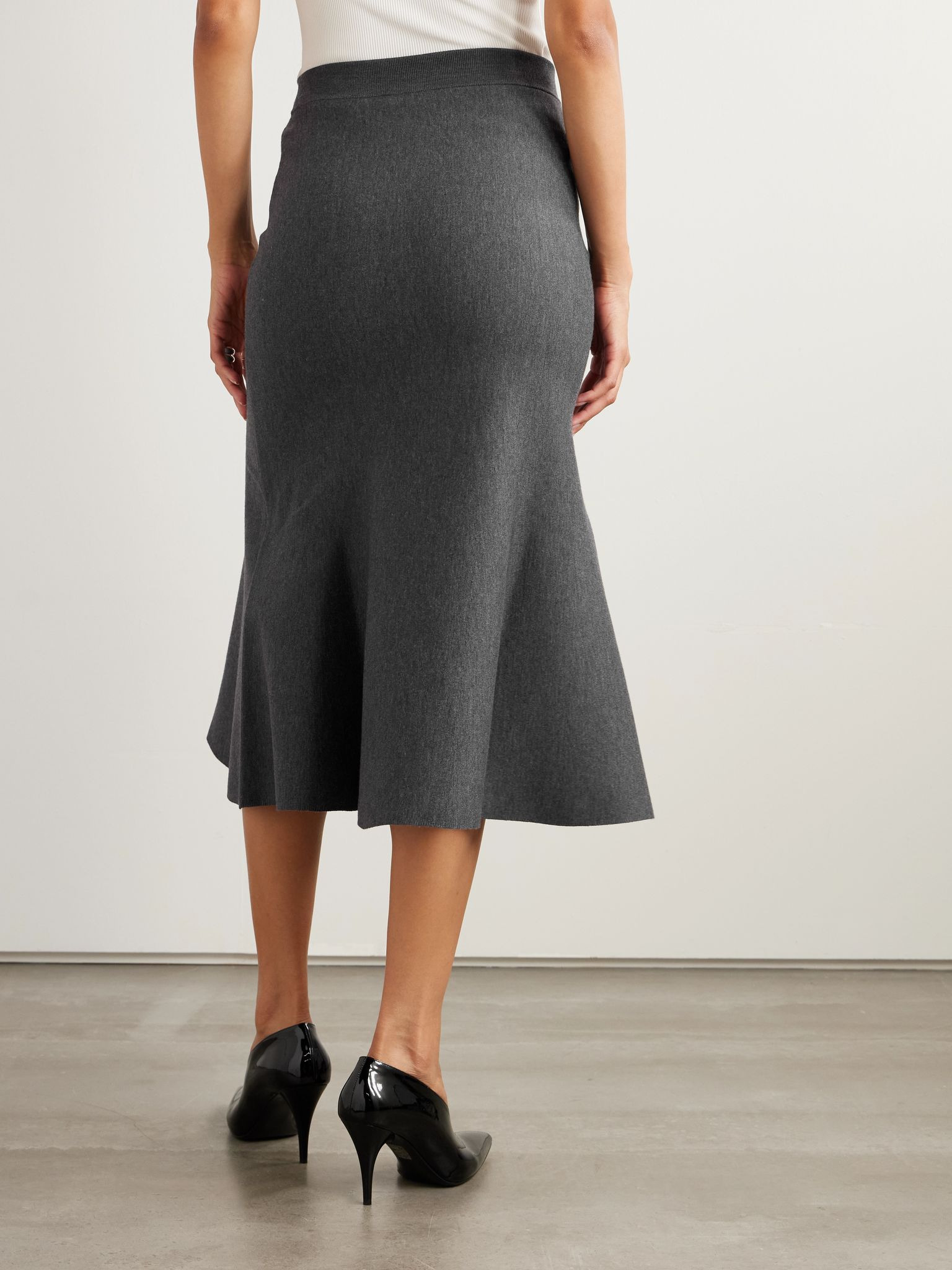 Wool-blend midi skirt Dark gray - 4