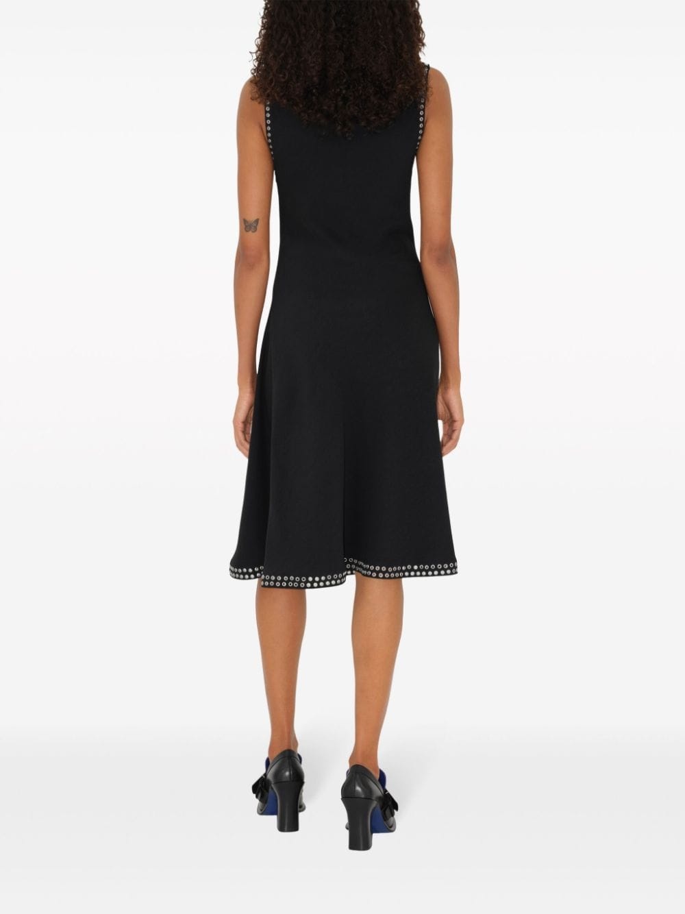 eyelet-trim satin dress - 4