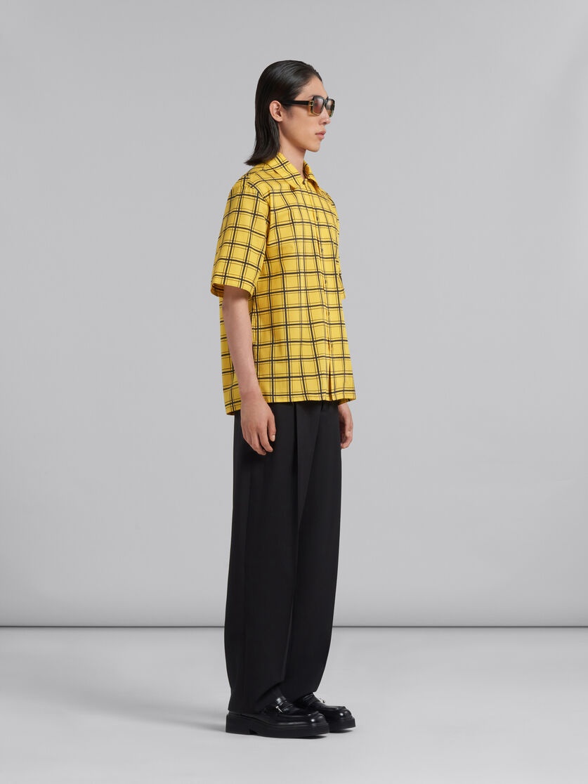 YELLOW CHECKED POPLIN BOWLING SHIRT - 5