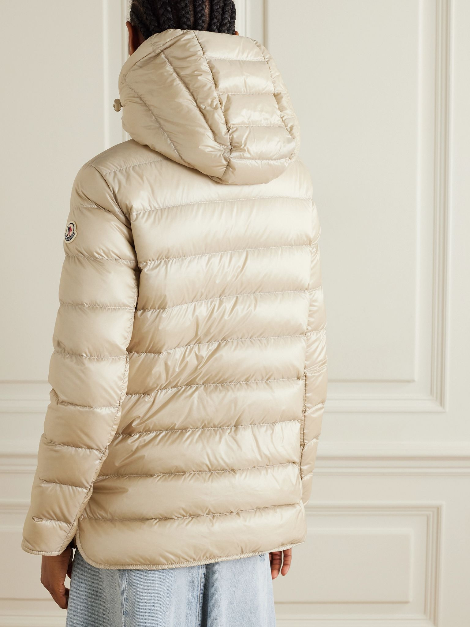 Argenno hooded belted appliquéd quilted shell down coat Beige - 4