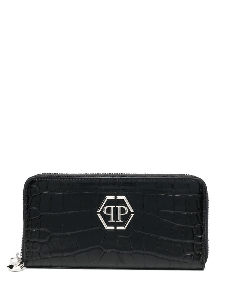 crocodile-embossed leather purse 1