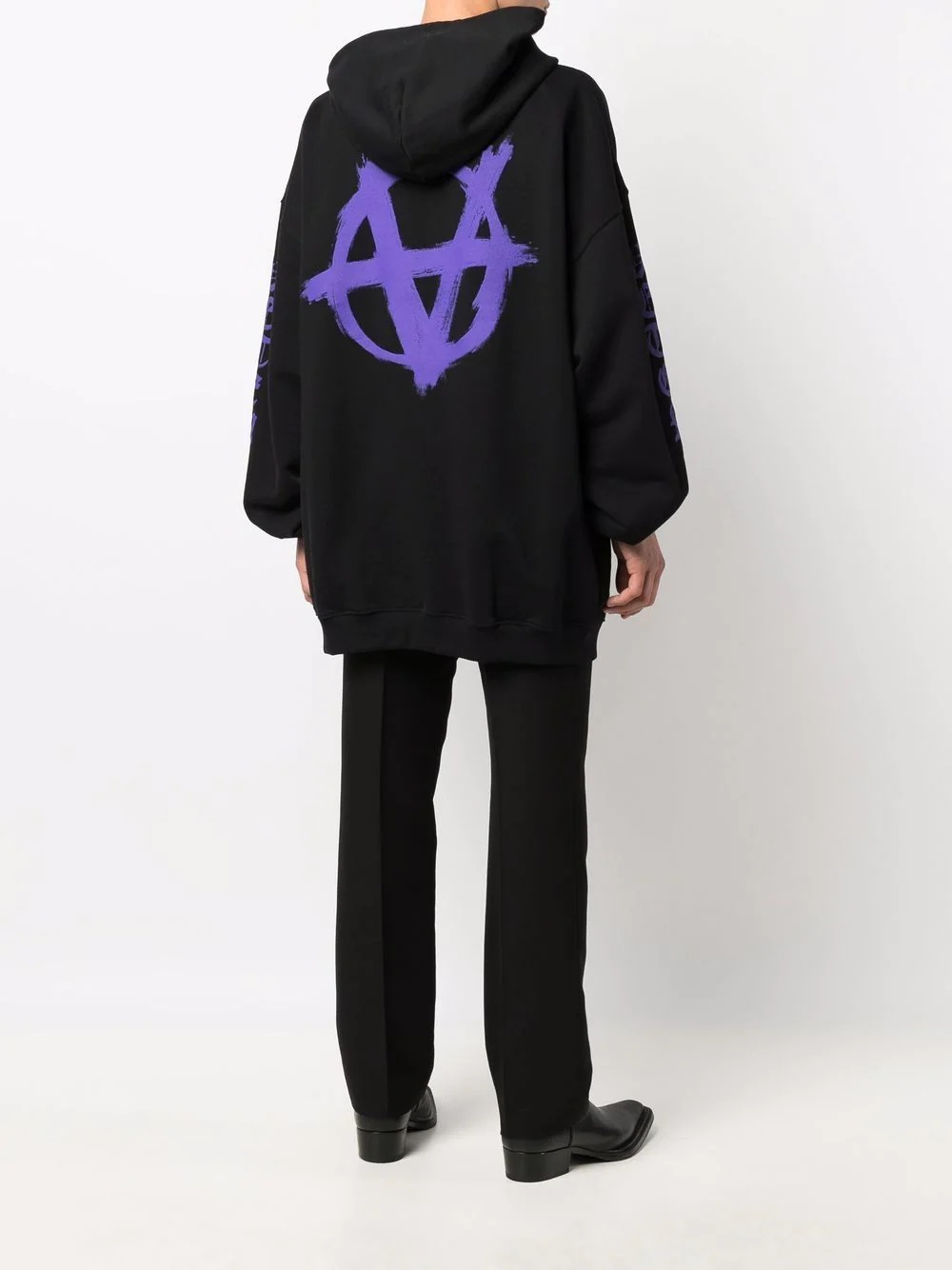 Anarchy drawstring jersey hoodie - 4